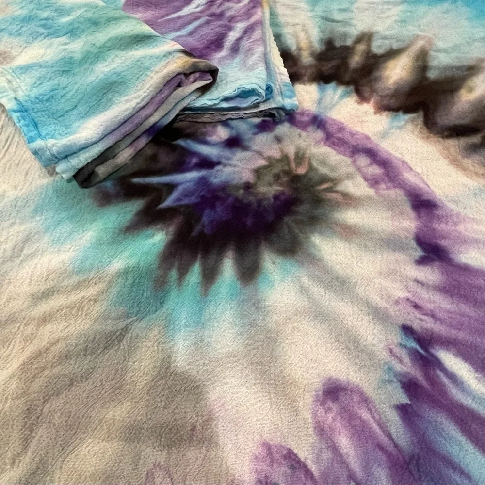 Tie dye kitchen towel flour sack towel purple blue black spiral - 3 available